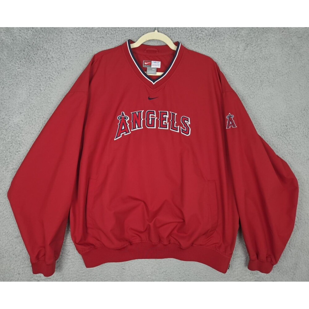 Vintage Nike Jacket Anaheim Angels Mens XL Red Pullover Windbreaker Dugout MLB